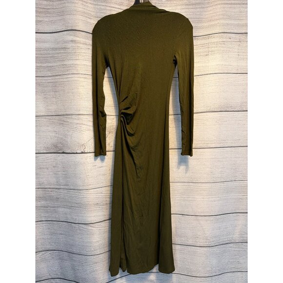 Commense Bodycon Asymmetrical Neck Long Sleeve Ruched Maxi Dress Size XS - Picture 1 of 3